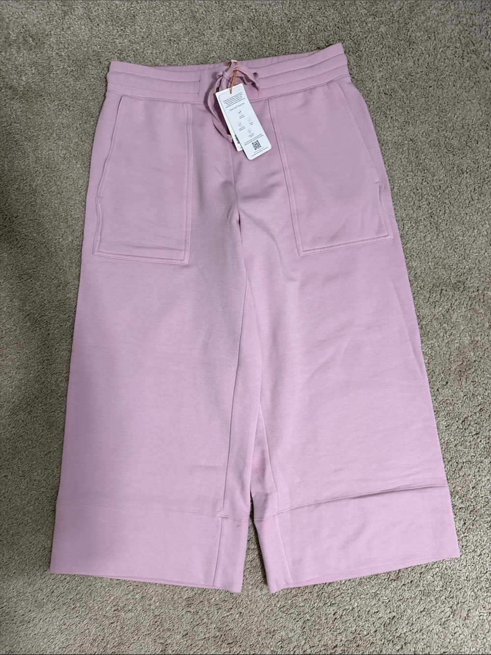 Quince SuperSoft Fleece Cropped Wide Leg Pants medium rare sold out pink